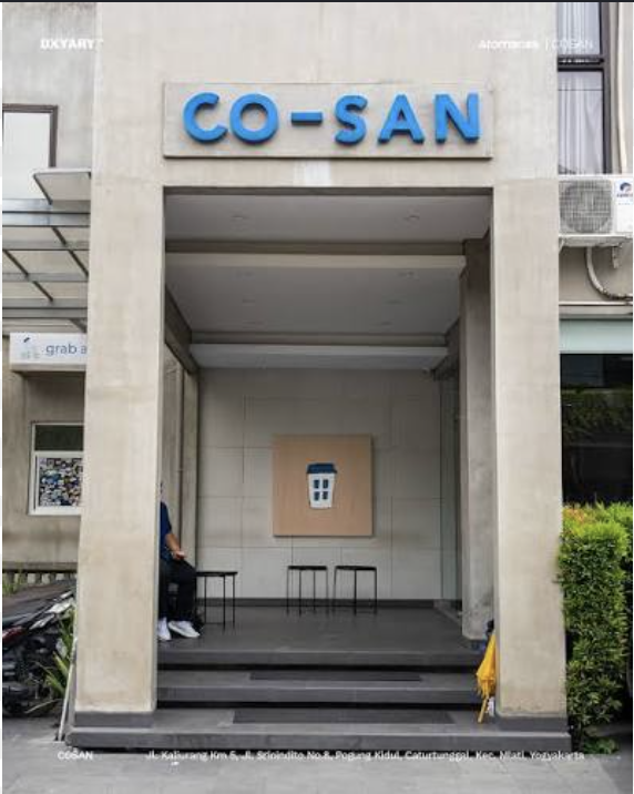 The calm, minimalist entrance to Cosan Coffee